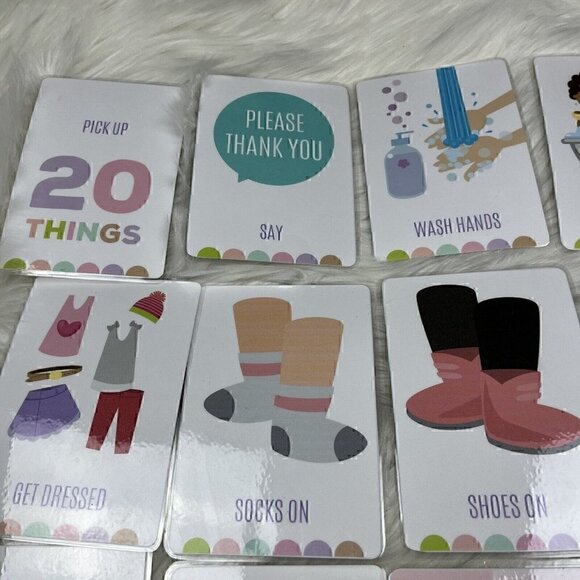 Lot of 29 Flash Cards Chores Laminated Homeschool Visual Picture Rounded Edges - Picture 2 of 8